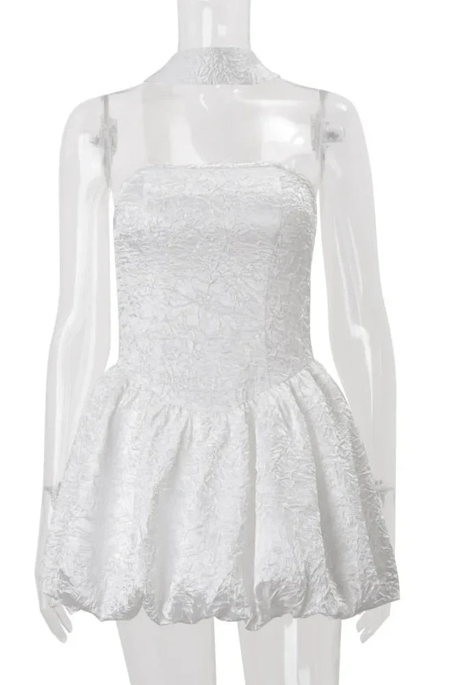 Off-Shoulder Strapless Sleeveless Backless High Waist A-line Mini Dress