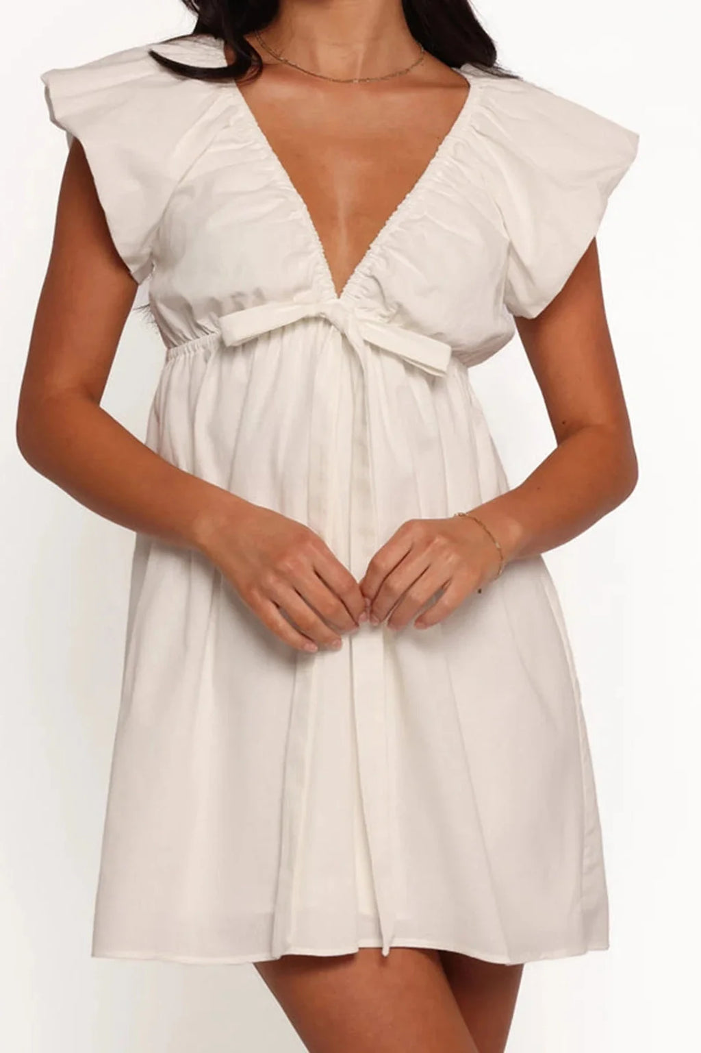 V-Neck Short Sleeve Mini Dress