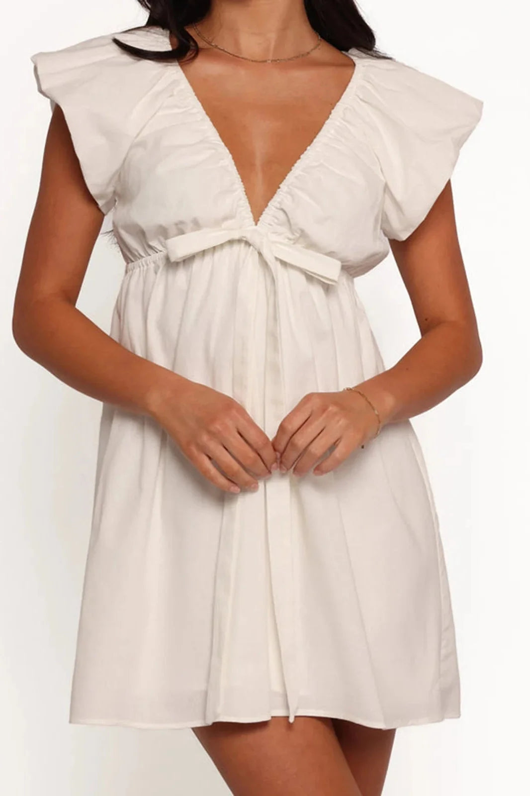 V-Neck Short Sleeve Mini Dress