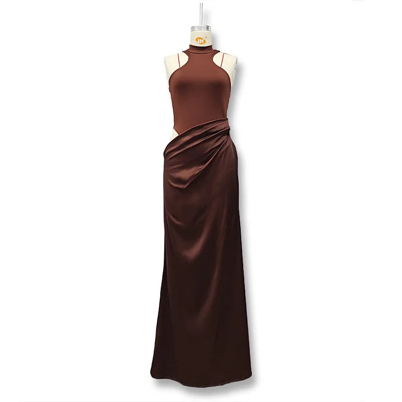 Hollow Sleeveless High Waist Maxi Dress