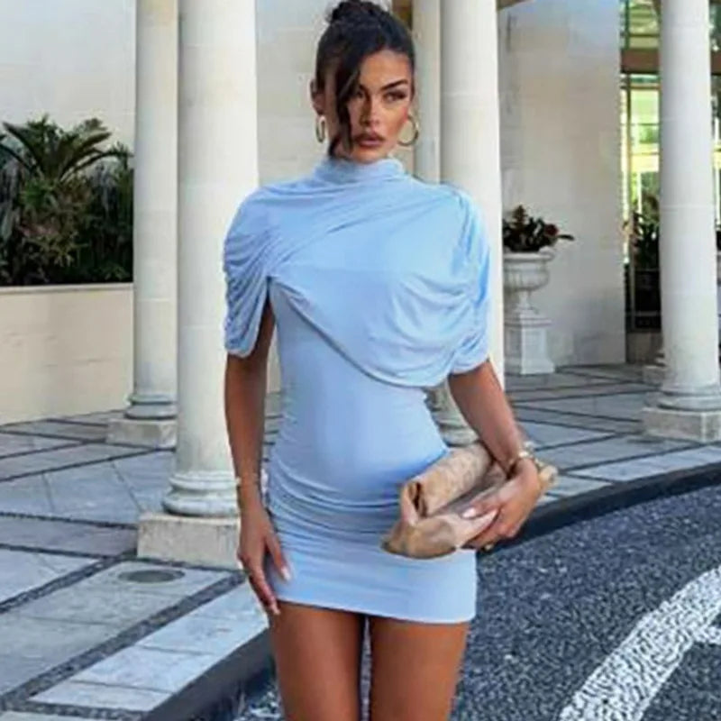 Elegant Backless Patchwork Mini Dress