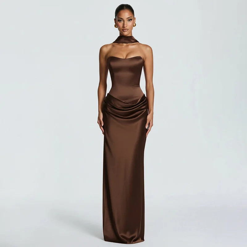 Elegant Strapless Backless Slim Maxi Dress