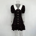 V-Neck Print Patchwork High Waist Mini Dress
