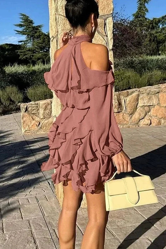 Long Sleeve Off-Shoulder High Waist Mini Dress