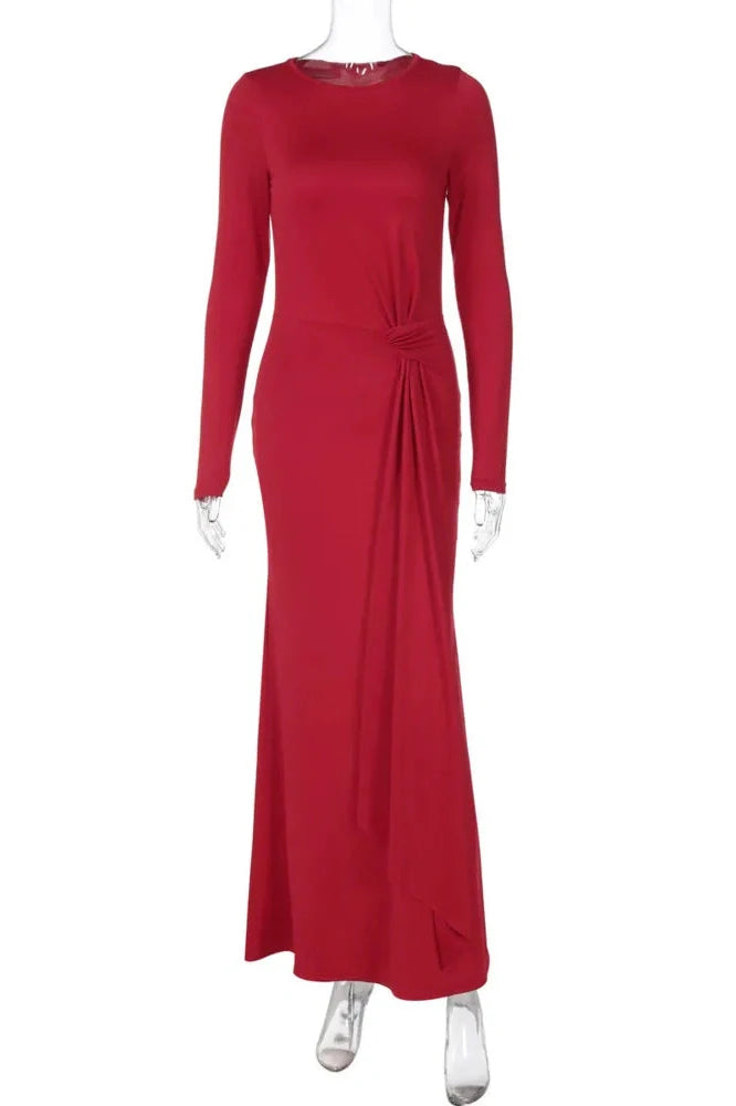 Long Sleeve O Neck Bodycon Maxi Dress
