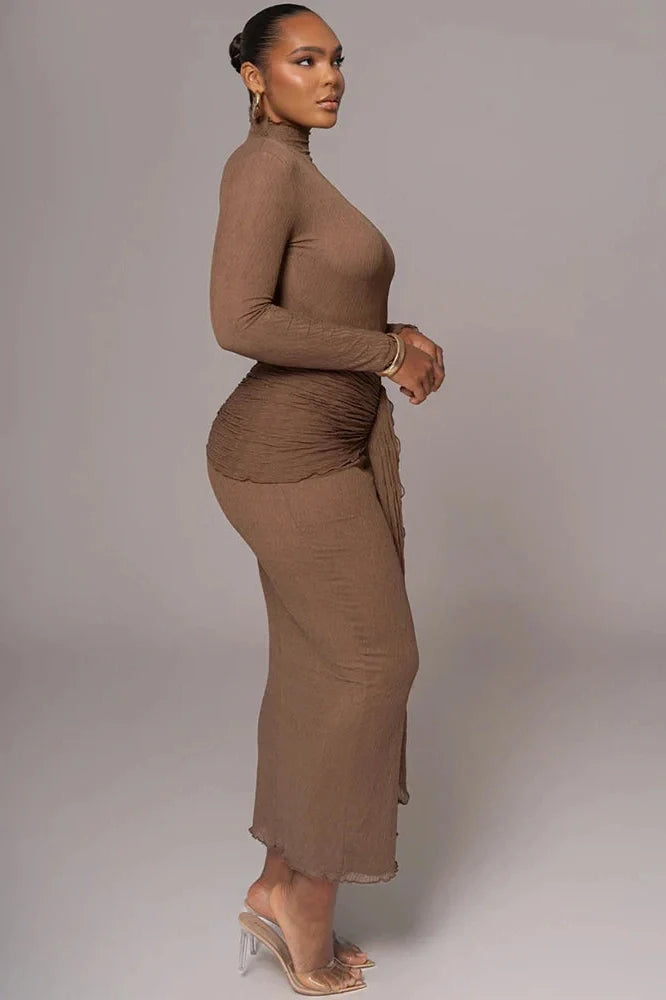 Elegant Long Sleeve Bodycon Maxi Dress