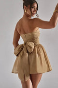 Elegant Strapless Off-shoulder Backless Mini Dress