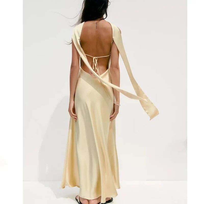 V-Neck Sleeveless Backless Slim Maxi Dress