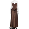 Strapless Lace Up Sleeveless Bodycon Maxi Dress