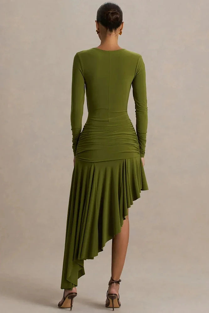 Long Sleeve Split Irregular Maxi Dress