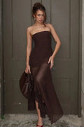 Off-Shoulder Strapless Sleeveless Backless High Waist Bodycon Maxi Dress