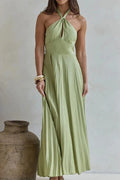 Off-Shoulder Backless Sleeveless Pleated Maxi Dress