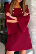 Elegant Square Collar A-Line High Waist Mini Dress