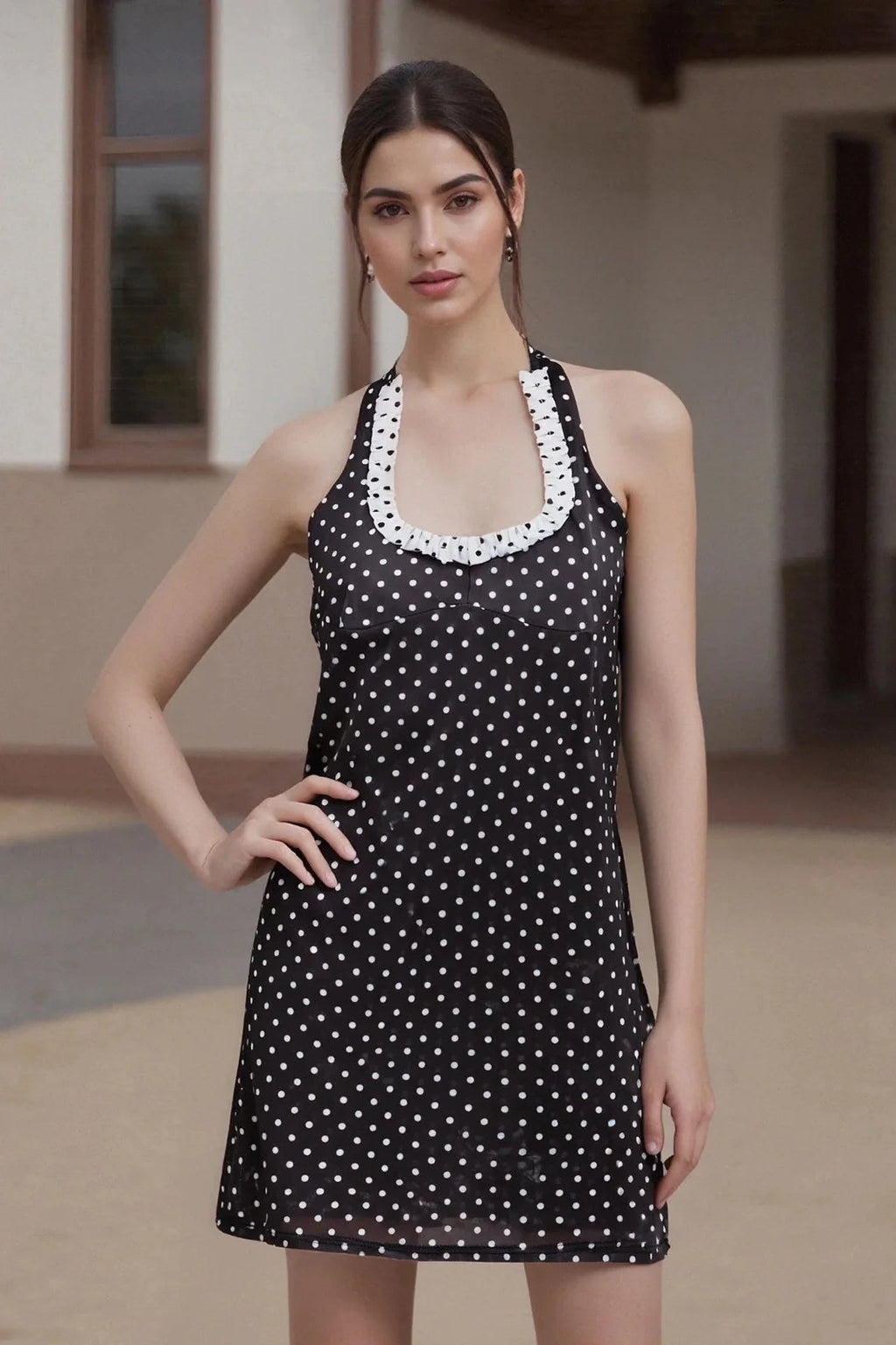 Printed Tie-Up Sleeveless Backless Mini Dress