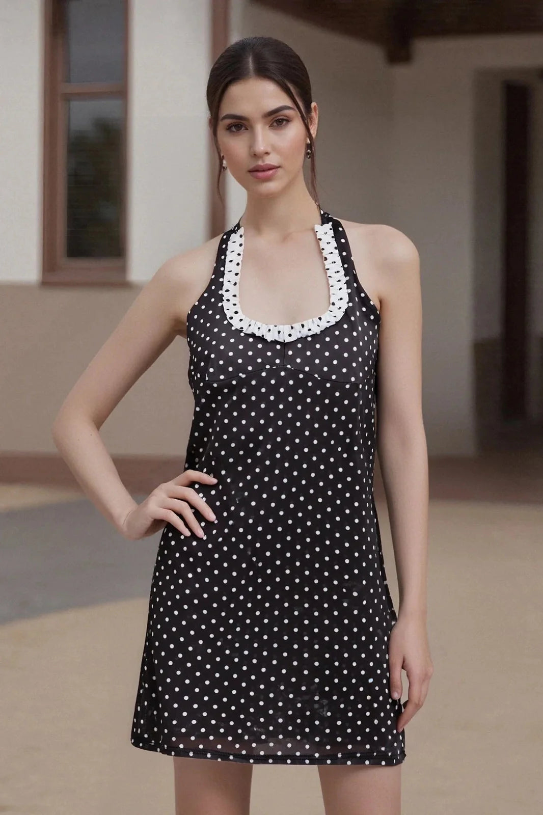 Printed Tie-Up Sleeveless Backless Mini Dress