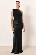 Inclined Shoulder Patchwork Sleeveless Backless Bodycon Maxi Dress