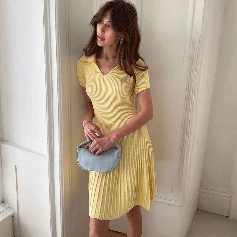 Elegant V-Neck Patchwork Mini Dress