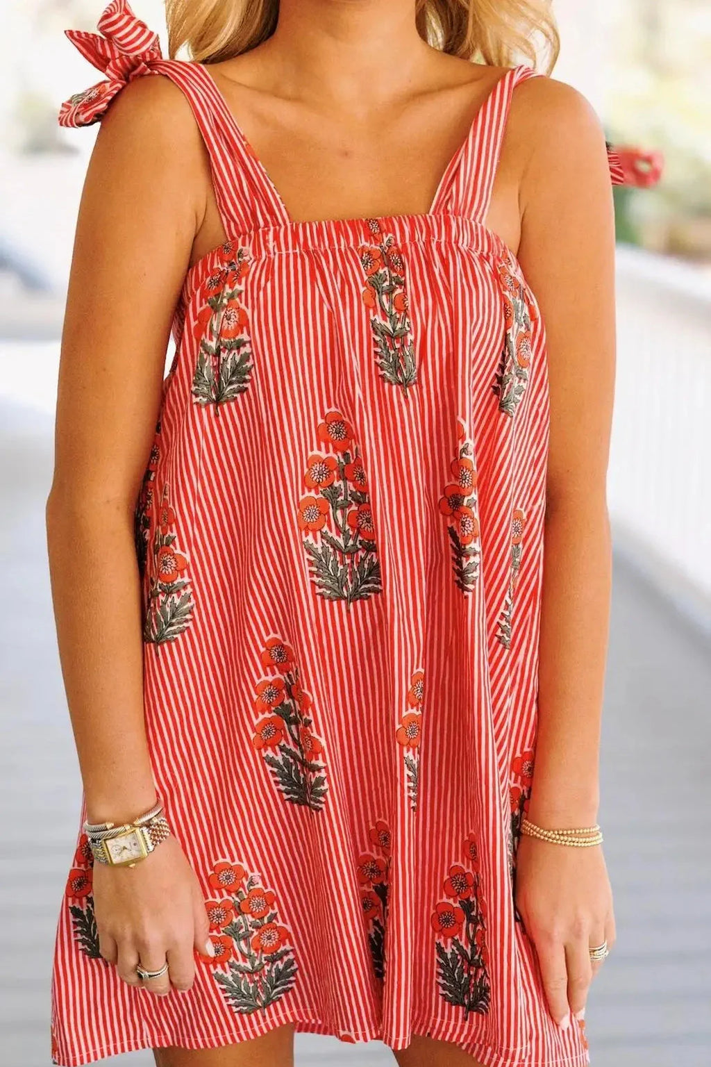 Spaghetti Strap Backless Floral Print Mini Dress
