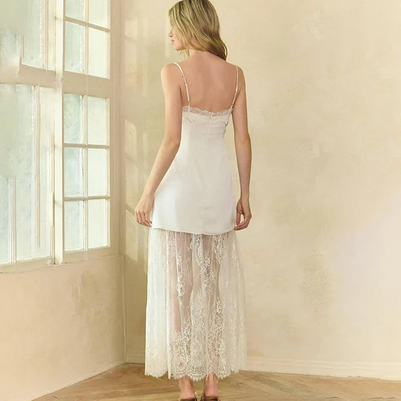 Lace Spaghetti Strap Loose Maxi Dress