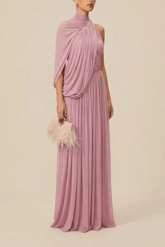 Hollow Out Pleated Slim Maxi Dress