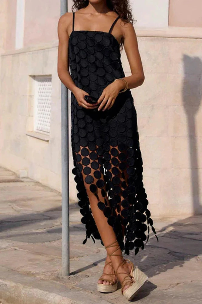 Hollow Out Backless Sleeveless Maxi Dress
