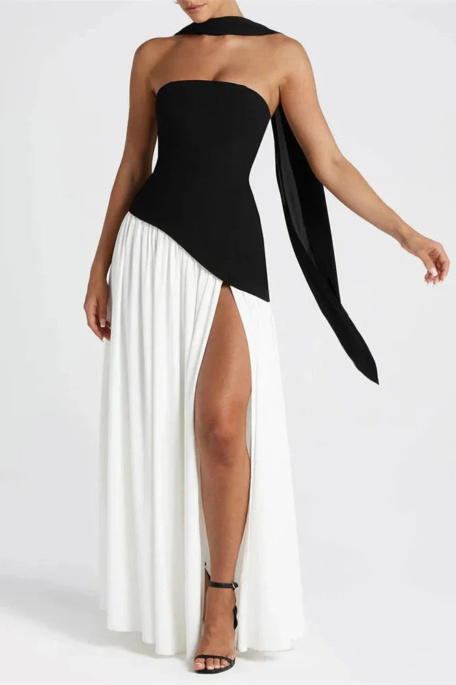 Lace-Up High Waist Slim Backless Maxi Dress
