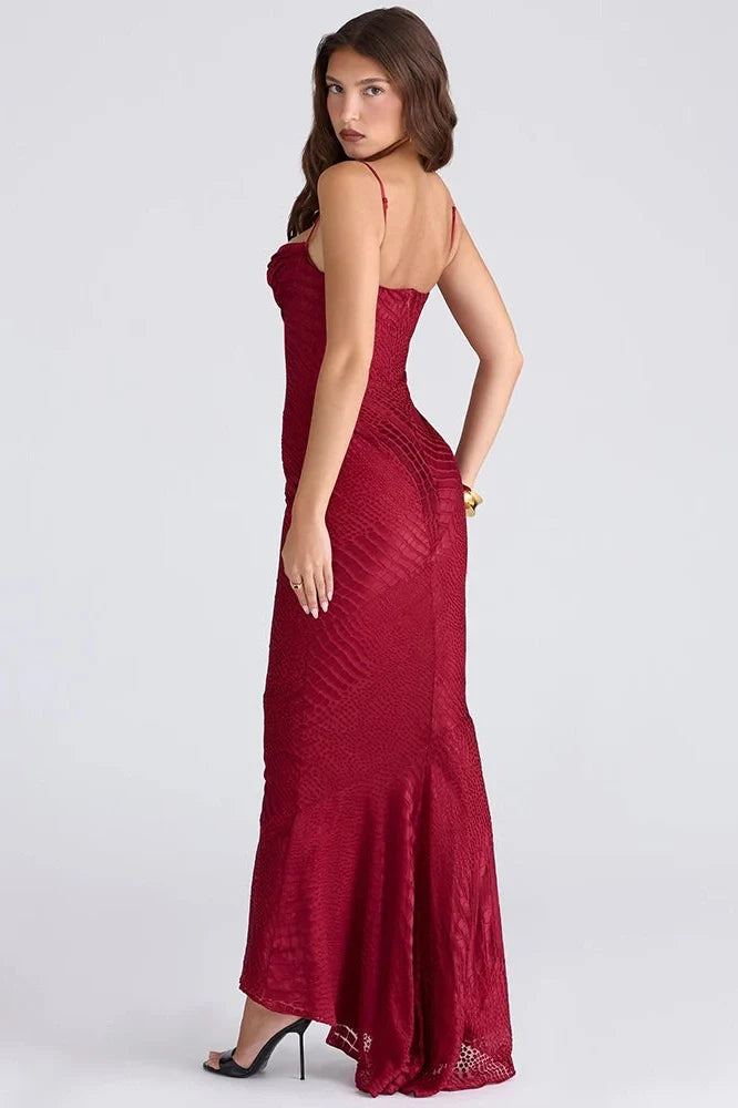 Spaghetti Strap Backless Zipper Sleeveless Maxi Dress
