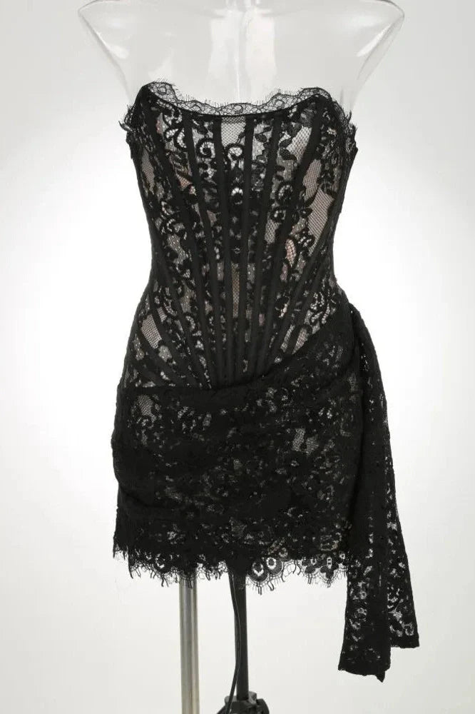 Elegant Strapless Off-shoulder Mini Dress
