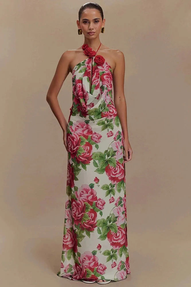 Printed Off-Shoulder Strapless Sleeveless Backless Maxi Dress