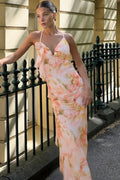 Printed Sleeveless Backless Maxi Dress