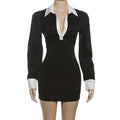 Long Sleeve High Waist Slim Mini Dress