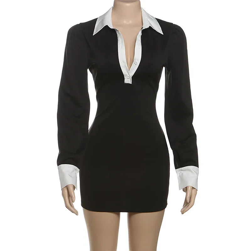 Long Sleeve High Waist Slim Mini Dress