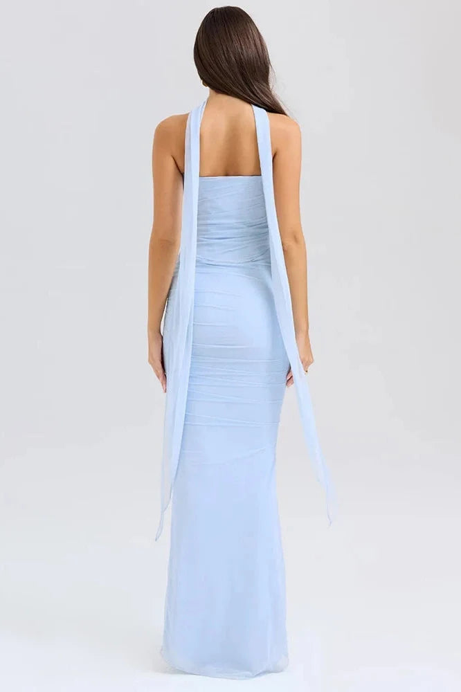 Two Piece Strapless Neckerchief Maxi Dress
