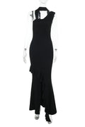 Elegant V Neck Slim High Slit Sleeveless Maxi Dress
