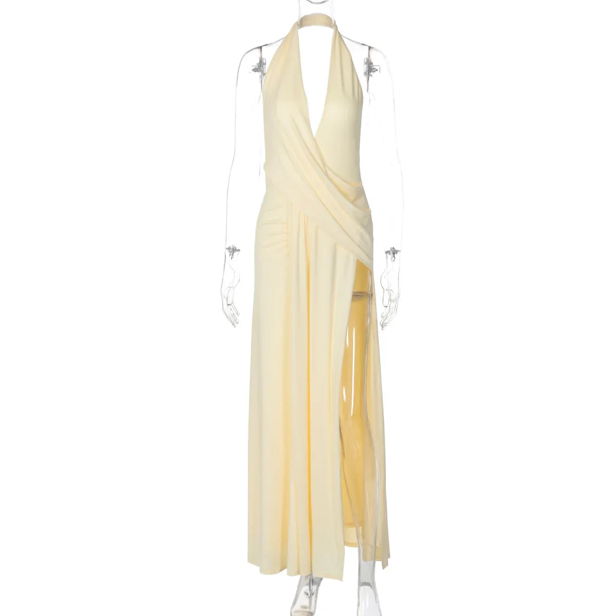 High Street Halter Bandage Ribbons Backless Maxi Dress