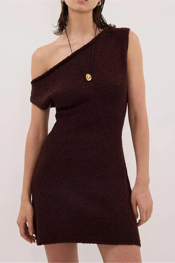 One-Shoulder High Waist Sleeveless Mini Dress