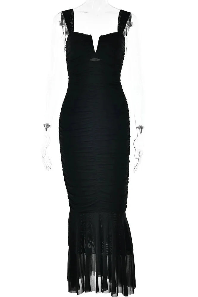 Elegant Spaghetti Strap Sleeveless Backless Maxi Dress