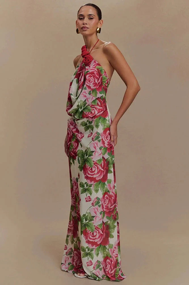 Printed Off-Shoulder Strapless Sleeveless Backless Maxi Dress