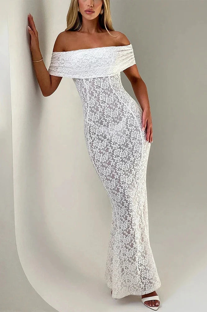 Hollow Out Off-Shoulder Strapless Backless Sleeveless Maxi Dress