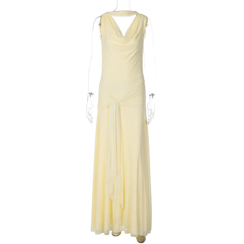 Backless Bodycon Lace Up Sleeveless Maxi Dress