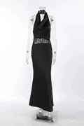 Lace See-Through V-Neck High Waist Slim Maxi Dress