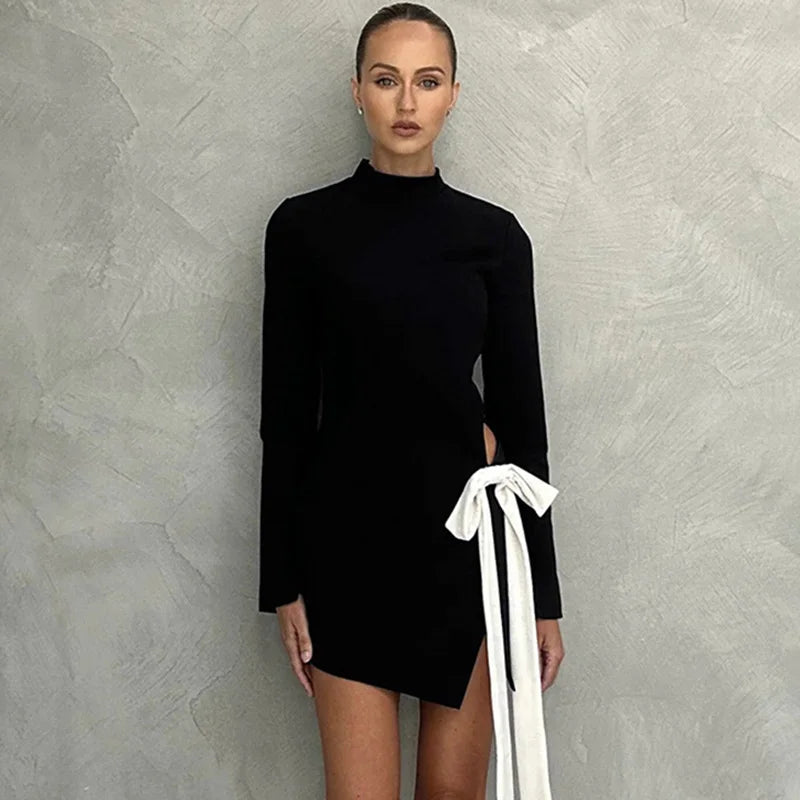 Hollow Out Patchwork Backless Mini Dress