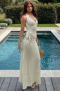 Elegant Deep V-Neck Backless Knitted Maxi Dress