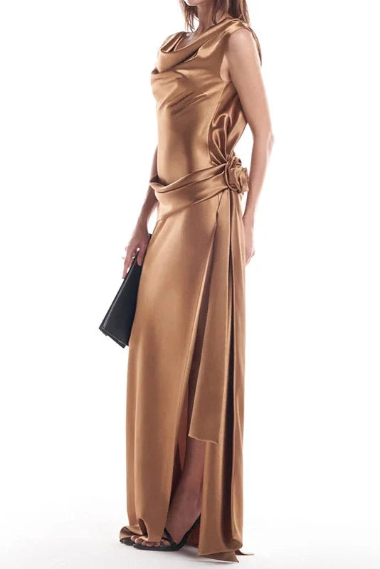 Elegant V Neck Sleeveless Split High Waist Maxi Dress