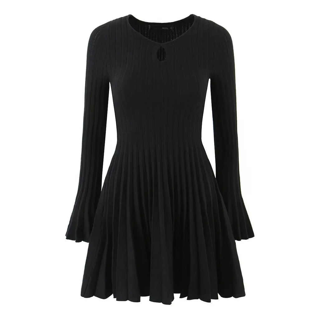 Hollow Out High Waist Long Sleeve Mini Dress