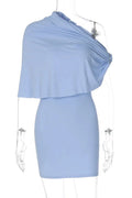 Elegant Slim Collar Shawl Sleeveless Mini Dress