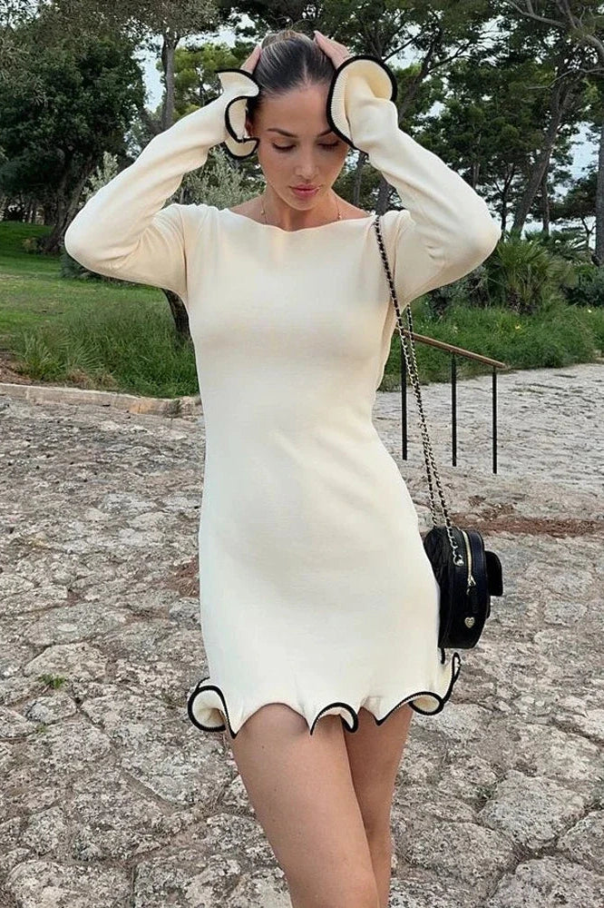 Slim Patchwork High Waist Mini Dress