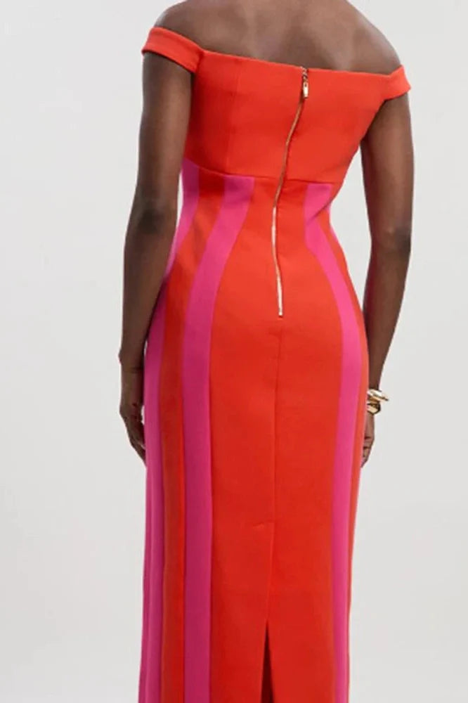 Elegant High Waist Sleeveless Slim Slash Collar Midi Dress