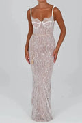 Elegant V Neck Sleeveless Lace Slim Maxi Dress