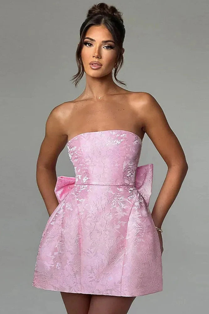 Off-shoulder Strapless Sleeveless Backless Mini Dress